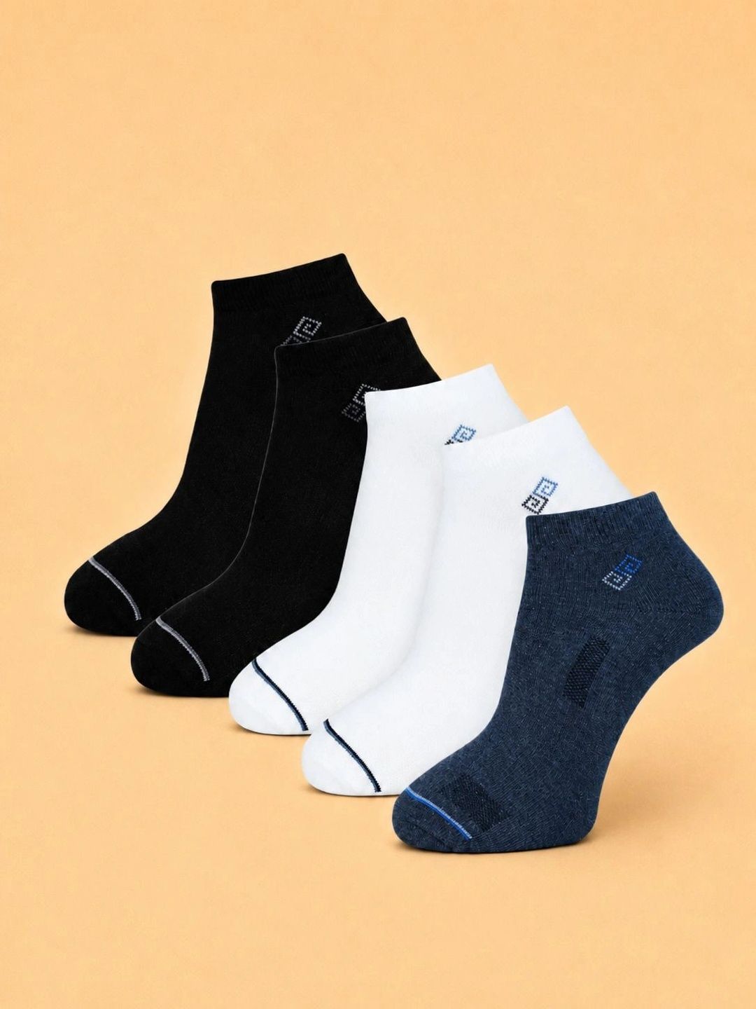 ADDOSSO Men Pack of 5 Cotton Assorted Ankle Length Socks