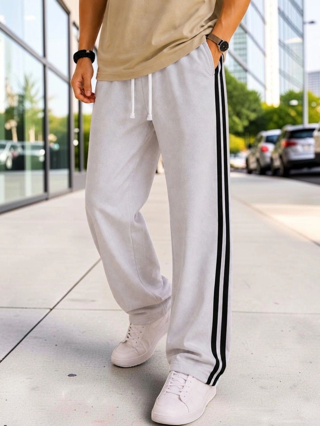 MOJAMEDI Men Straight Fit Striped Training Track Pants
