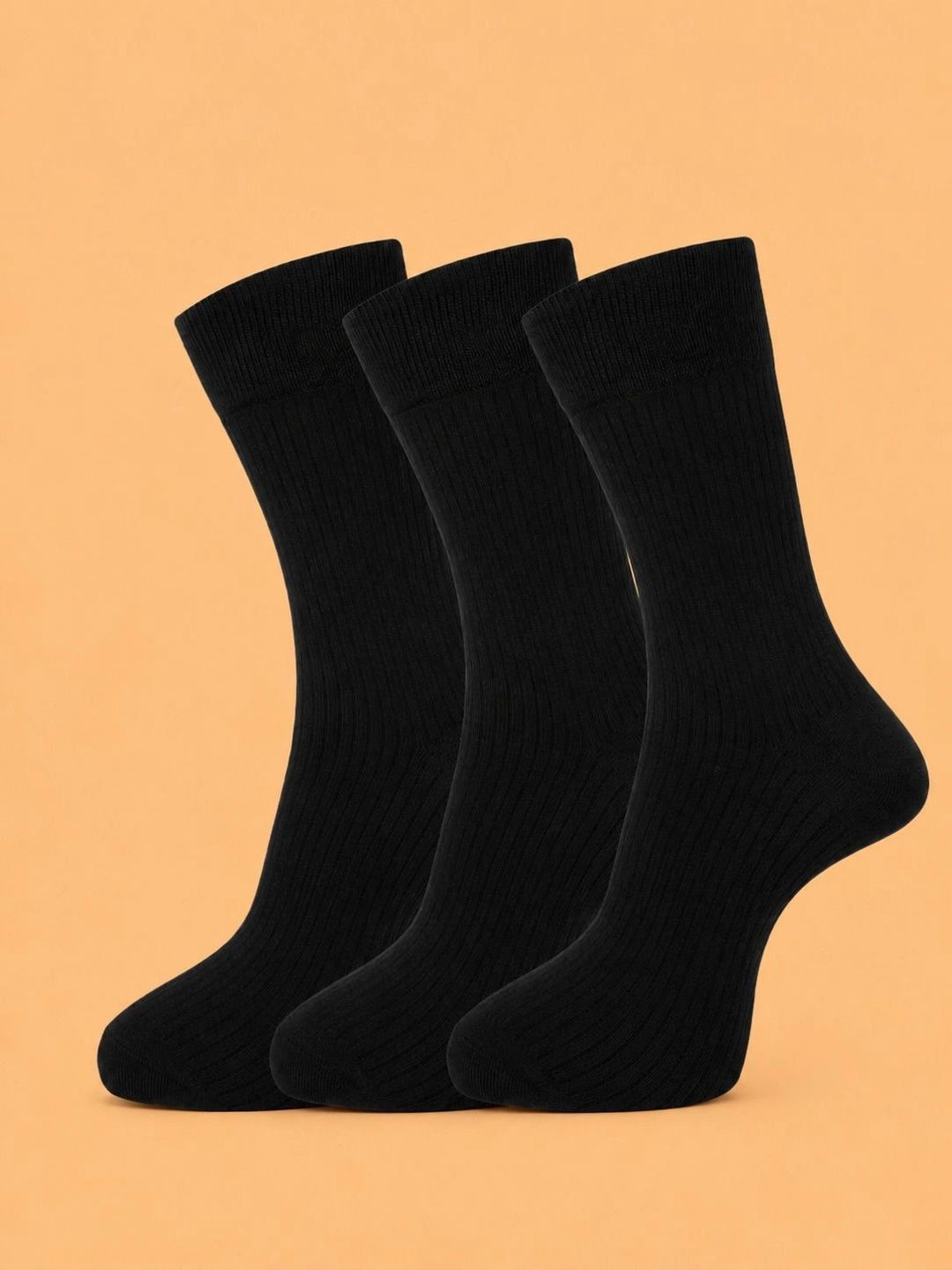 ADDOSSO Men Pack of 3 Cotton Assorted Striped Calf Length Socks