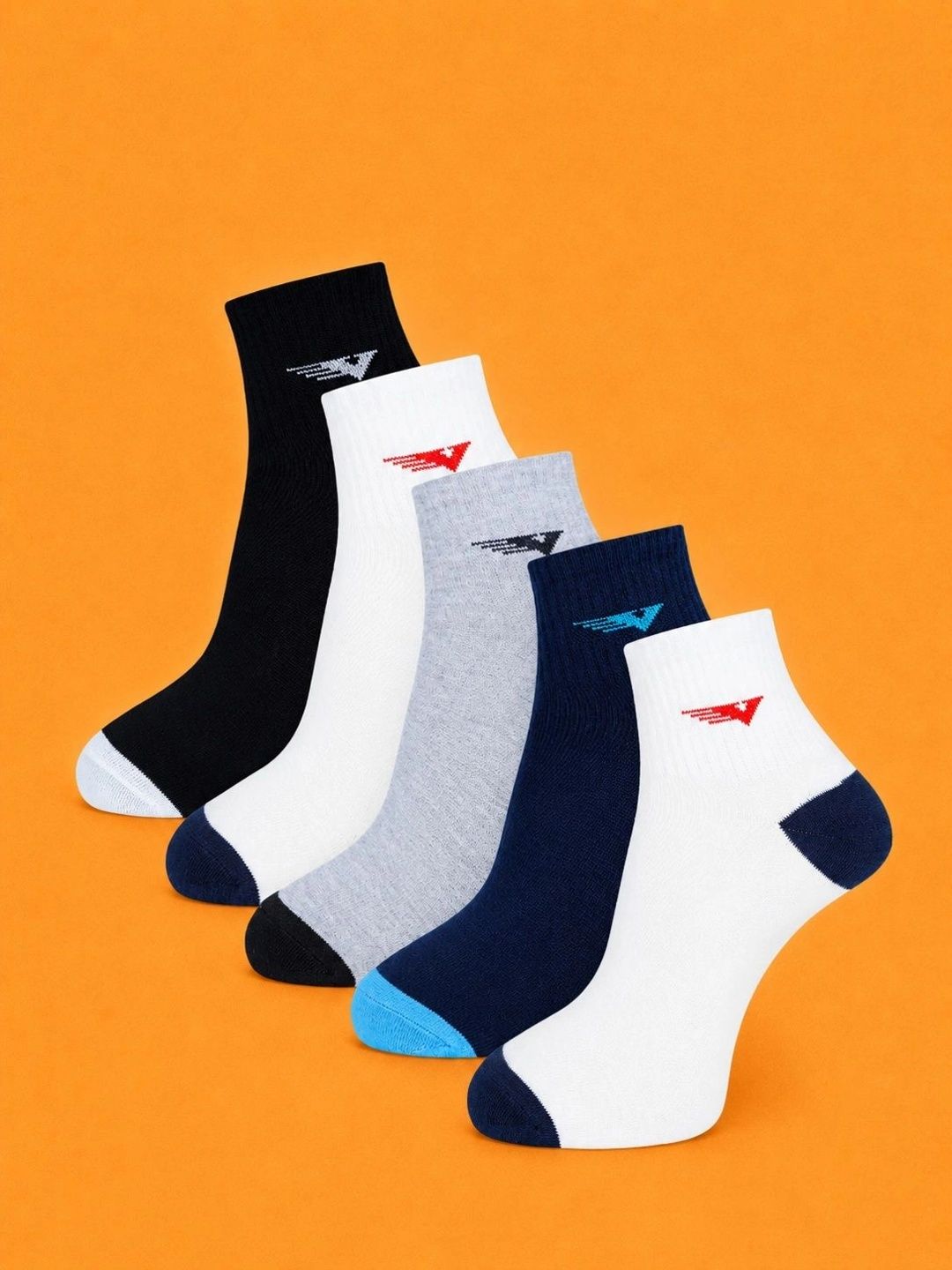 ADDOSSO Men Pack of 5 Cotton Assorted Patterned Ankle Length Socks