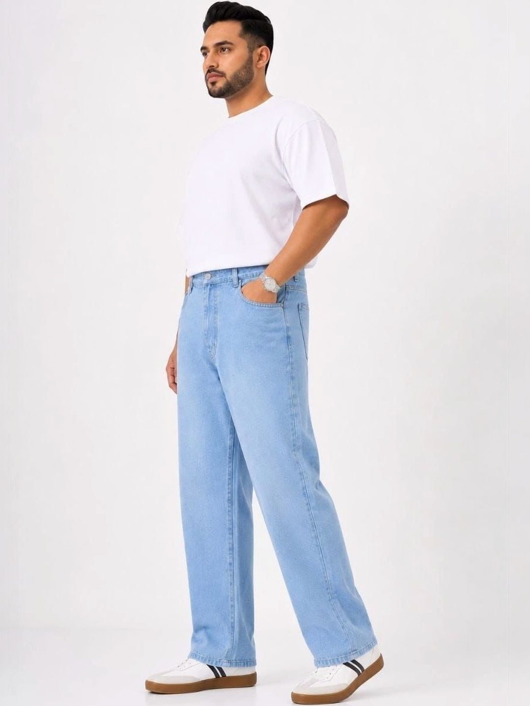 VK CULTURE Men Straight Fit Mid-Rise Light Fade Jeans