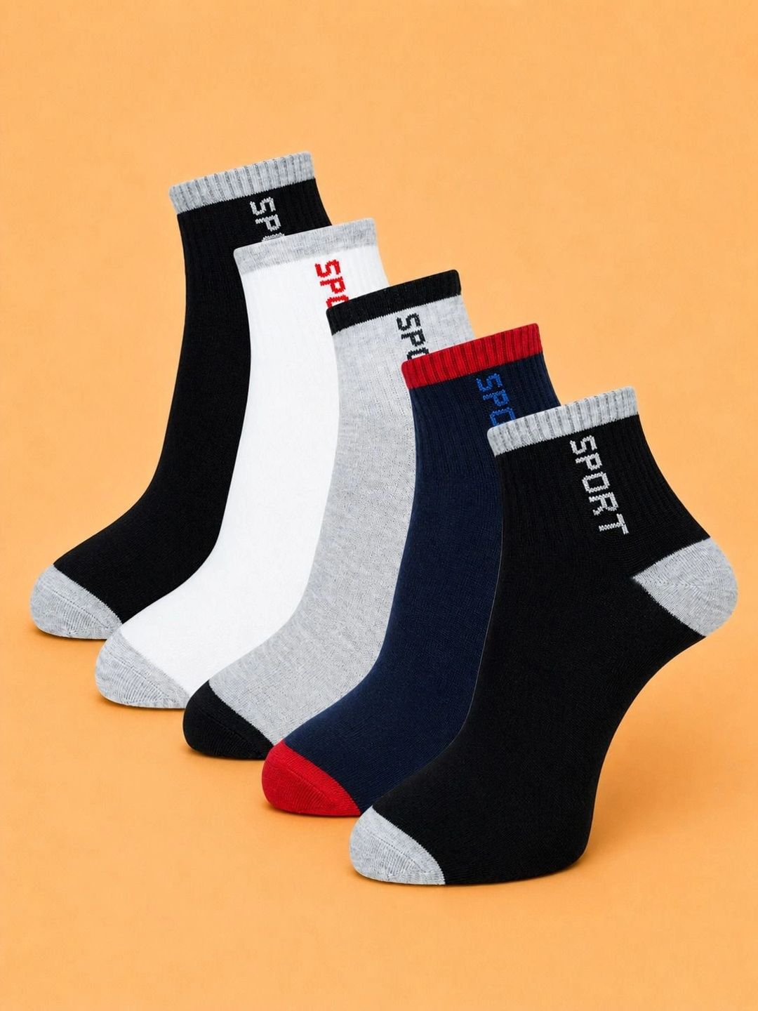 ADDOSSO Men Pack of 5 Cotton Assorted Patterned Above Ankle Socks