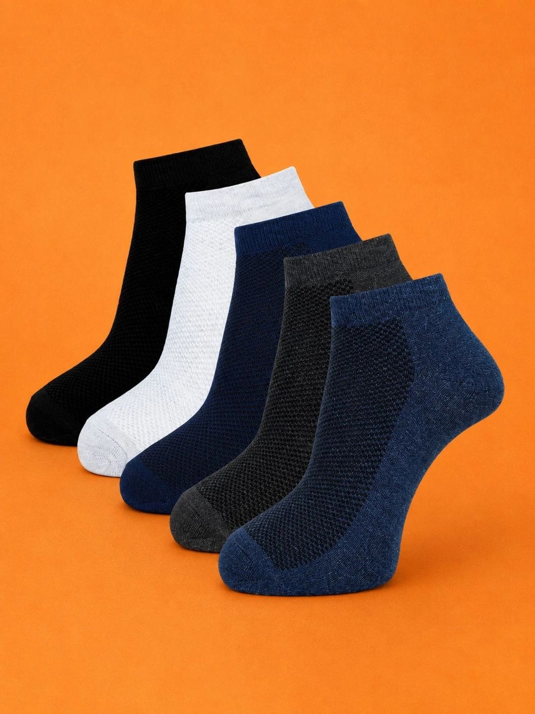 ADDOSSO Men Pack of 5 Cotton Assorted Patterned Ankle Length Socks