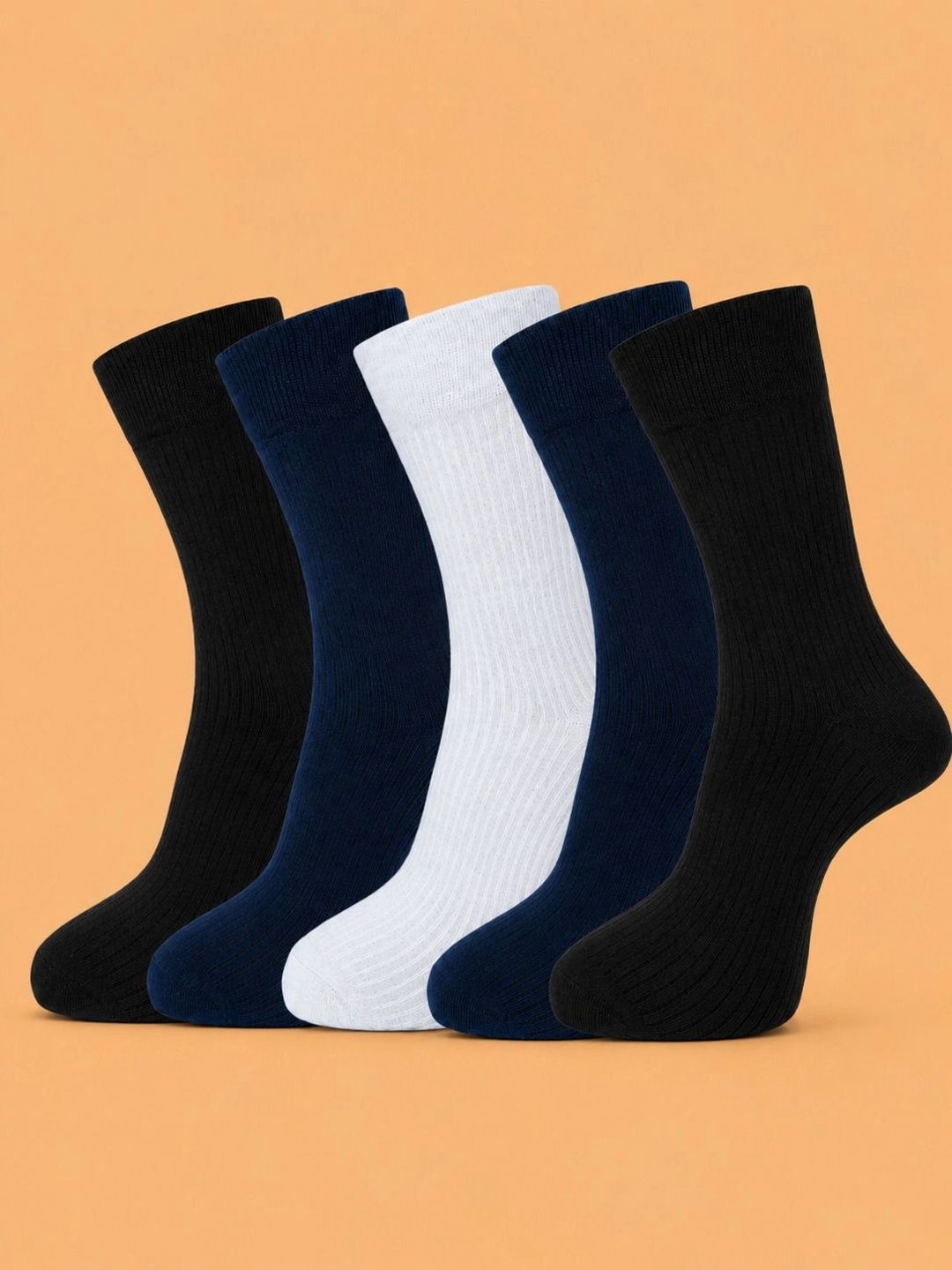 ADDOSSO Men Pack of 5 Cotton Assorted Calf Length Socks