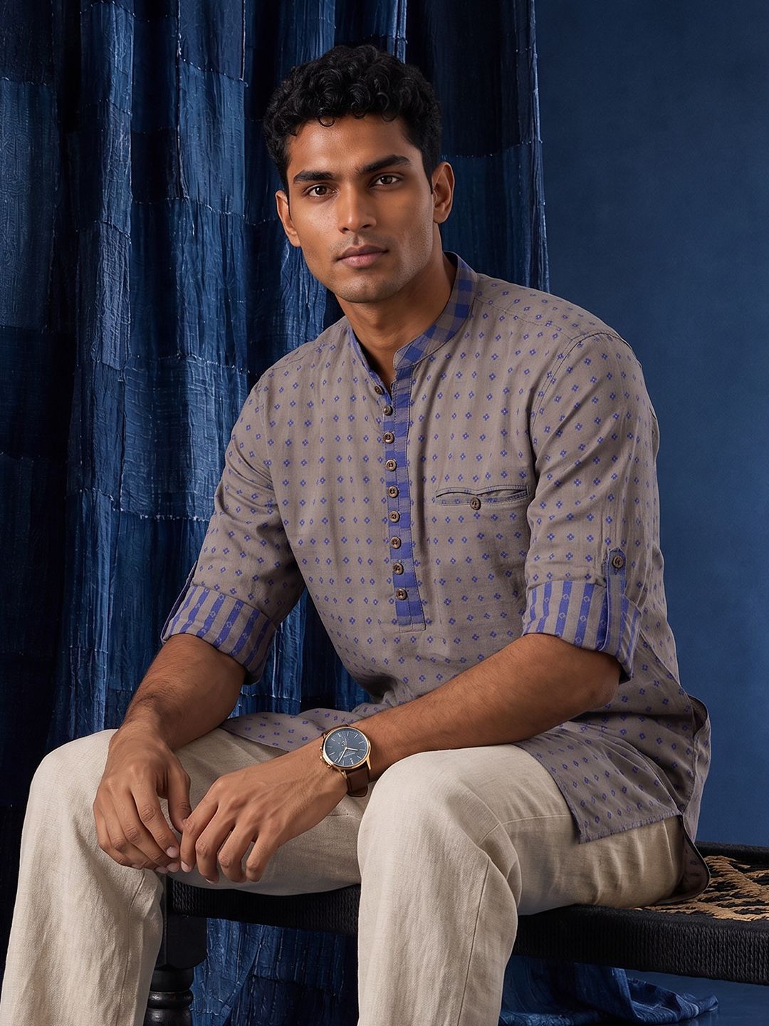 Taavi Woven Legacy Ethnic Motifs Woven Design Pure Cotton Straight Kurta