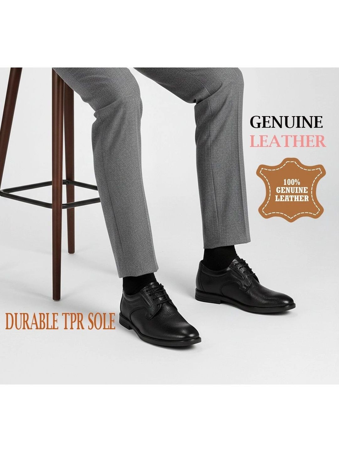 INKLENZO Men Textured Leather Round Toe Lace-Ups Derbys Shoes