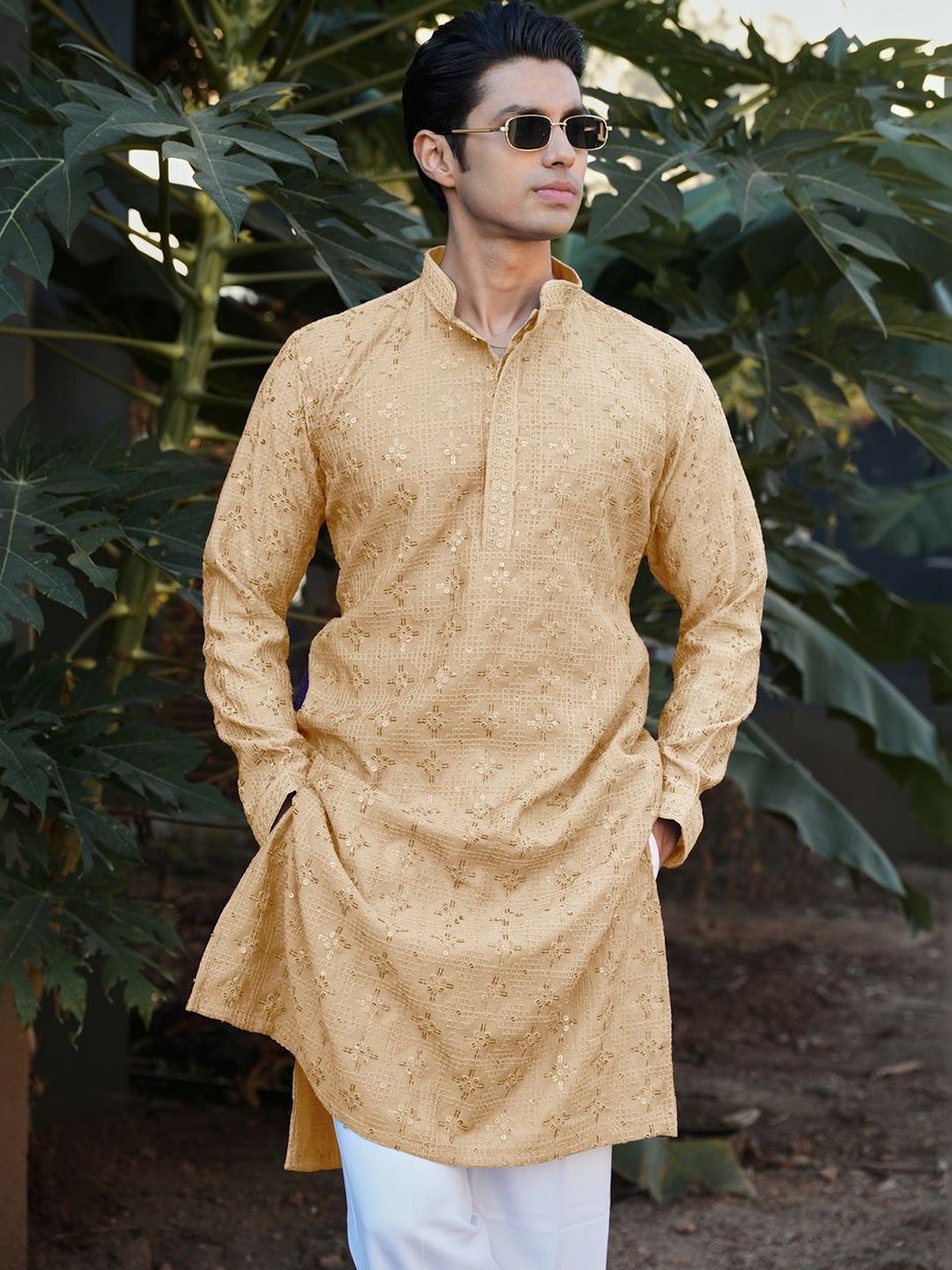 Anouk Men Geometric Embroidered Long Kurta