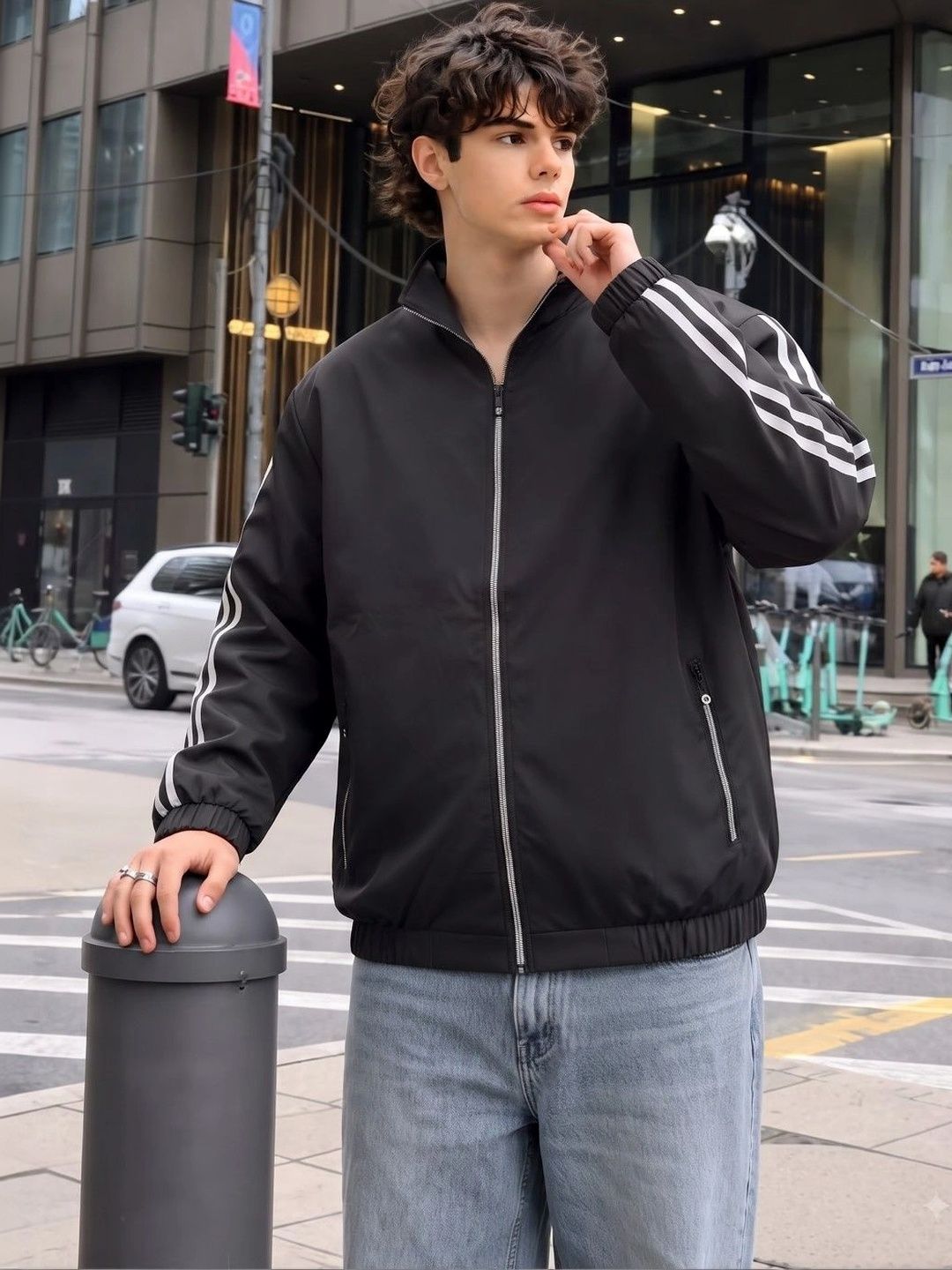 THE CLASSIC TOGS Men Striped Lightweight Bomber Jacket