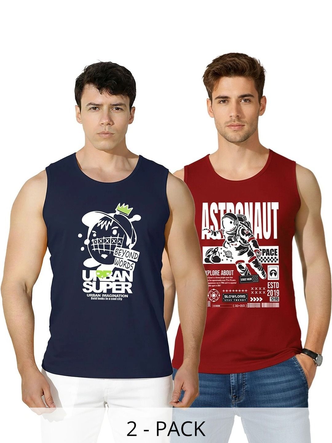 CRYPTIC Men Pack of  2 Printed T-shirt