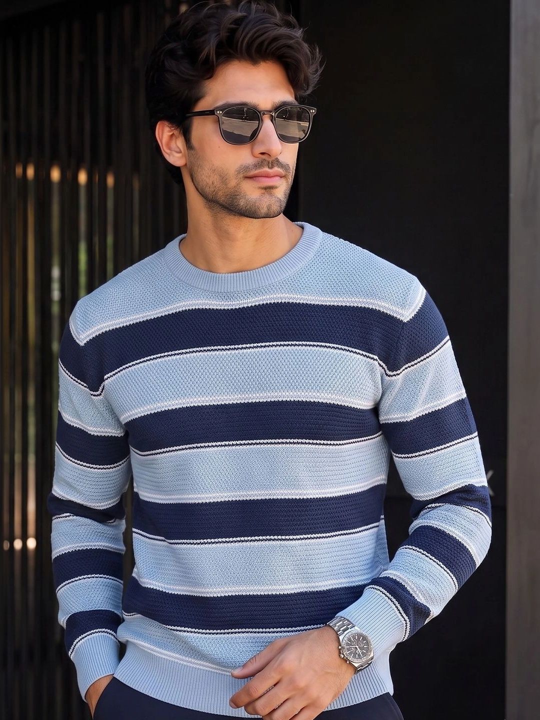 SZN Men Striped Pullover