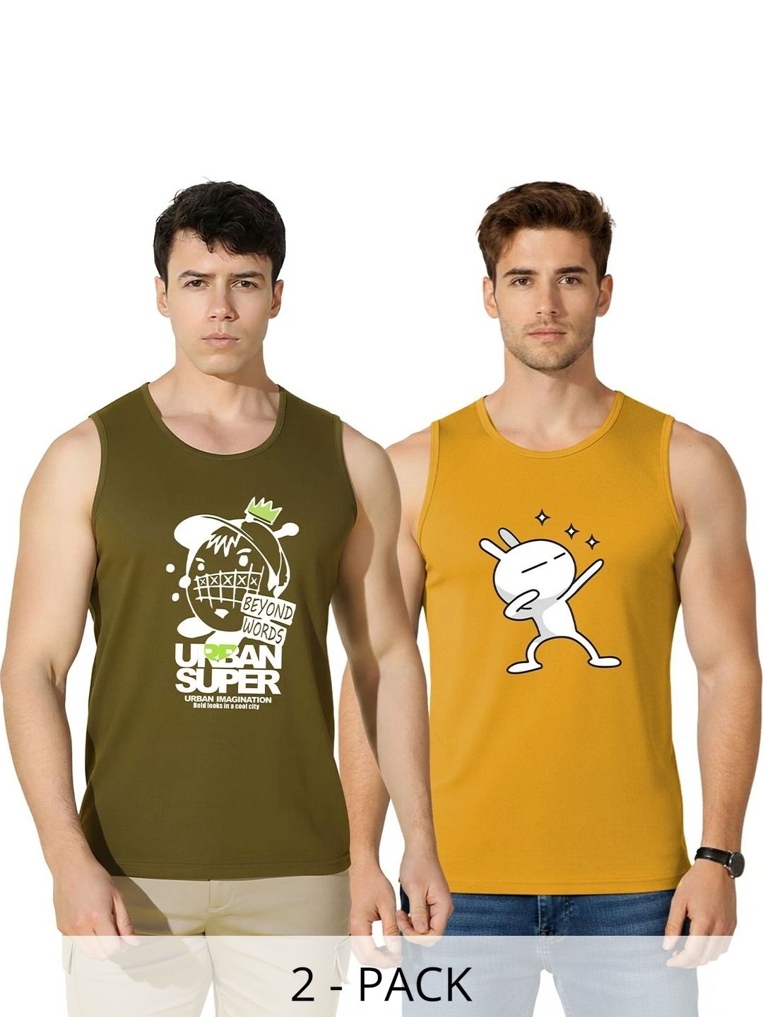 CRYPTIC Men Pack Of 2 Cotton Printed T-shirt