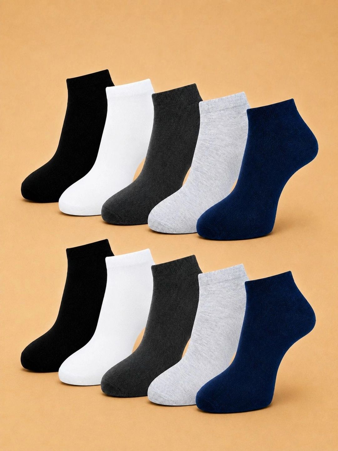 ADDOSSO Men Pack of 10 Cotton Assorted Ankle Length Socks