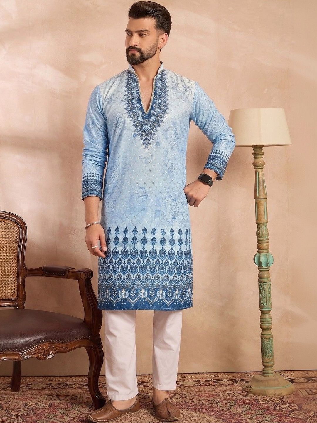 VELKYNOX Men Ethnic Motifs Printed Kurta