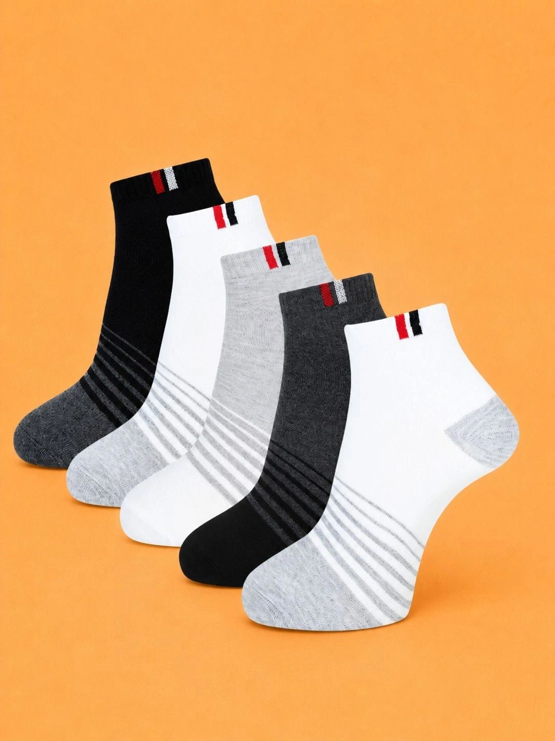 ADDOSSO Men Pack of 5 Cotton Assorted Patterned Ankle Length Socks