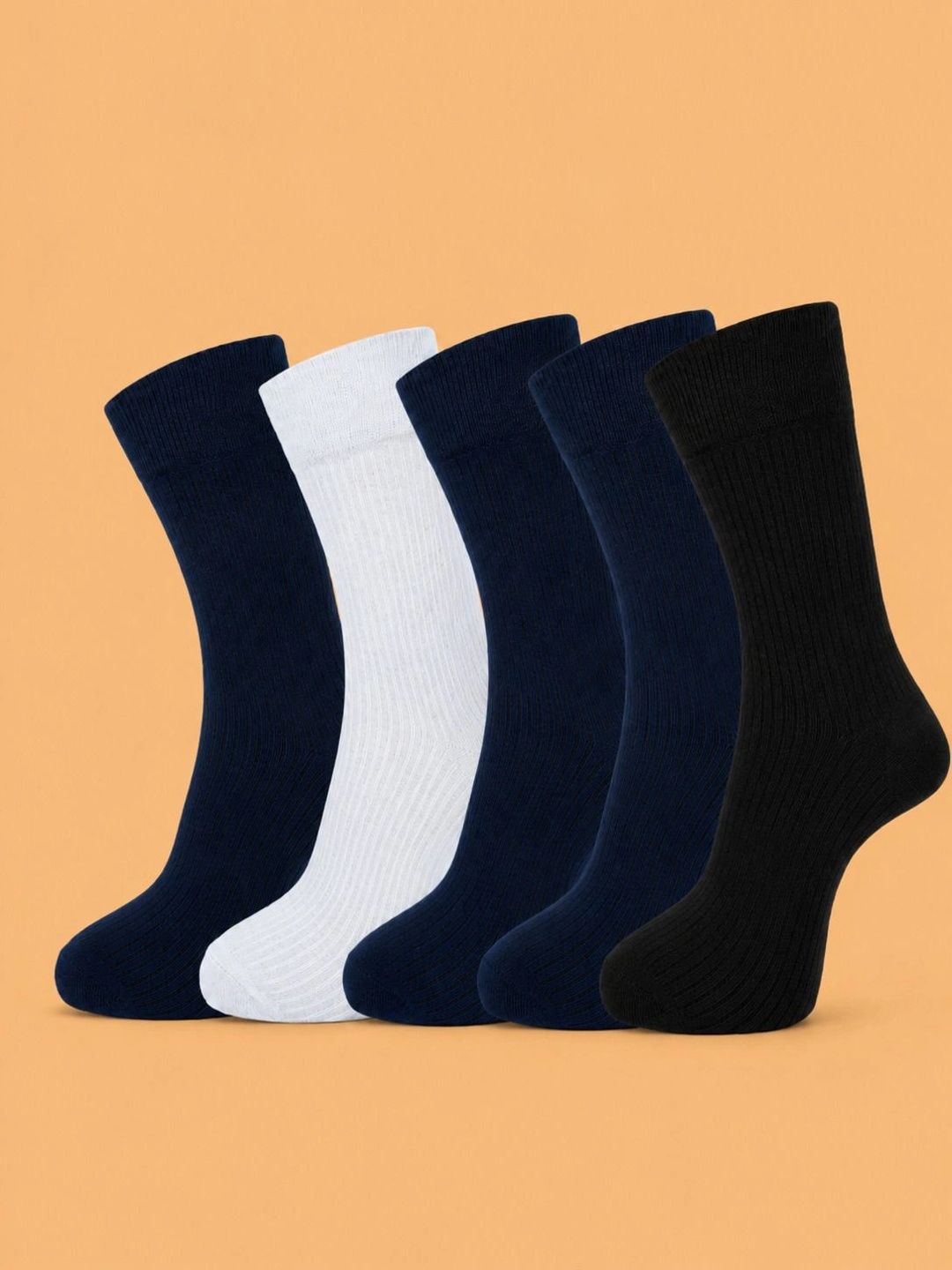 ADDOSSO Men Pack of 5 Cotton Assorted Patterned Calf Length Socks
