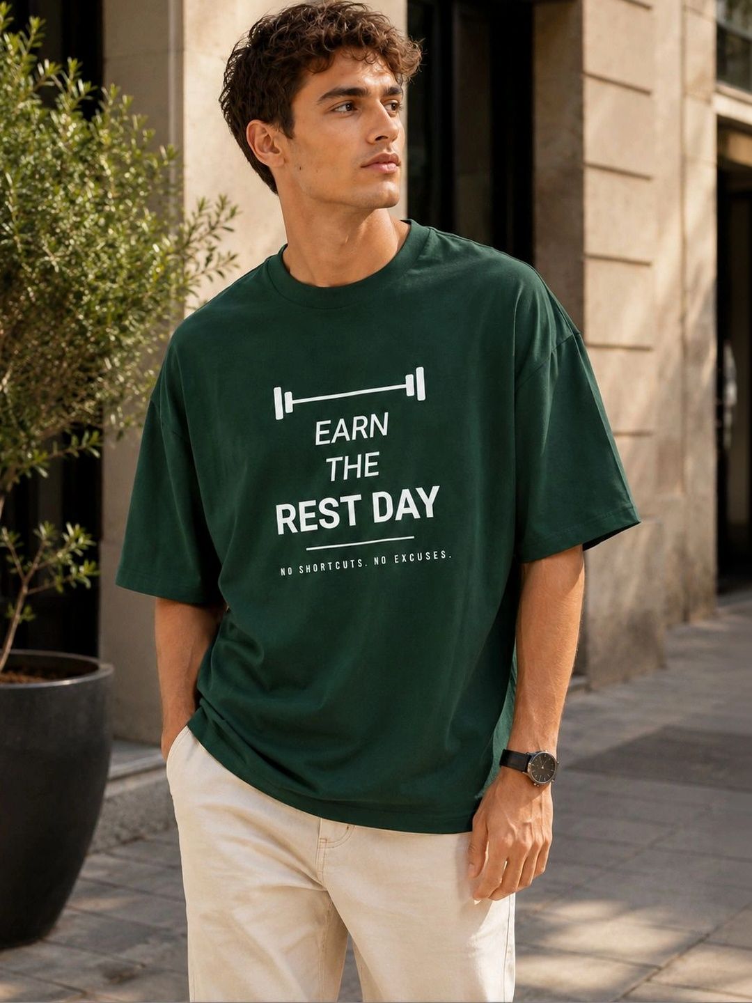 Mast & Harbour Men Typography Printed Drop-Shoulder Sleeves T-shirt