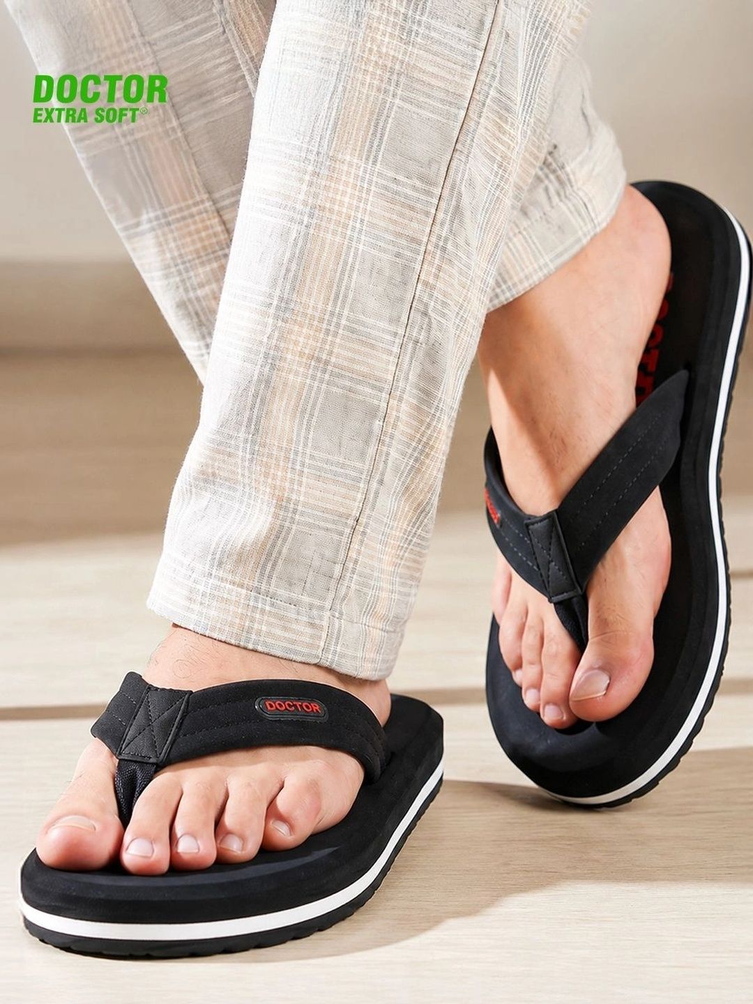 DOCTOR EXTRA SOFT Men Non-Allergenic Sweat Wicking Anti-Skid Thong Flip-Flops