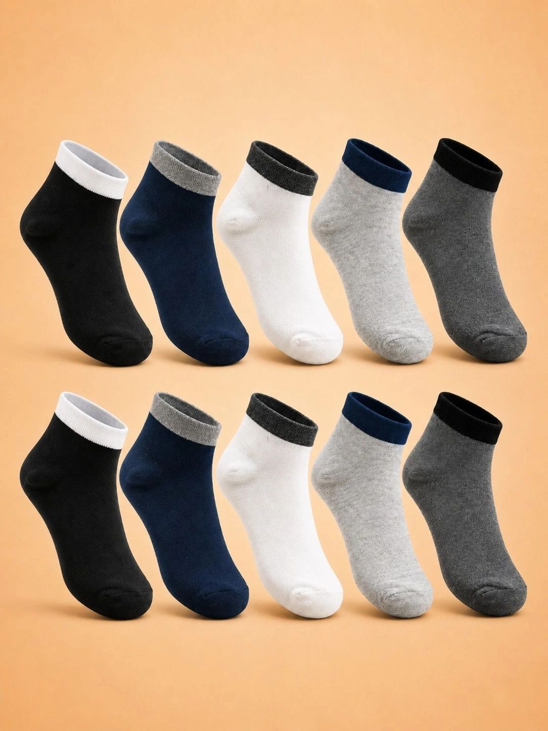 ADDOSSO Men Pack of 10 Cotton Assorted Ankle Length Socks