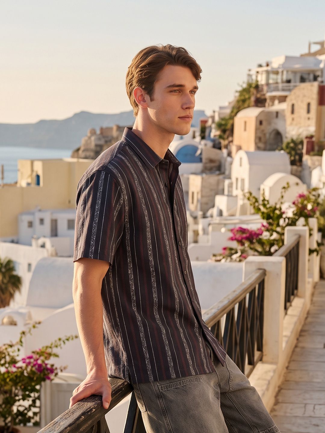 Mast & Harbour Easy Drape Textured Stripe Shirt