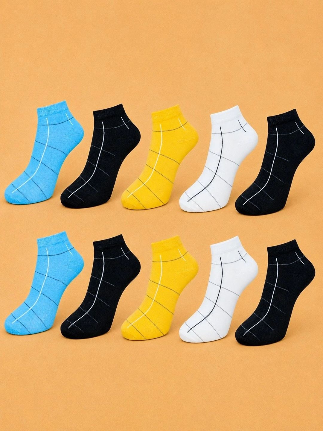 ADDOSSO Men Pack of 10 Cotton Assorted Patterned Ankle Length Socks