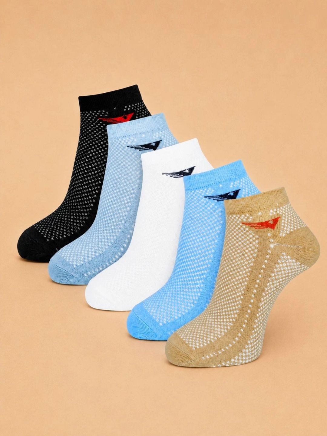 ADDOSSO Men Pack of 5 Cotton Assorted Patterned Ankle Length Socks