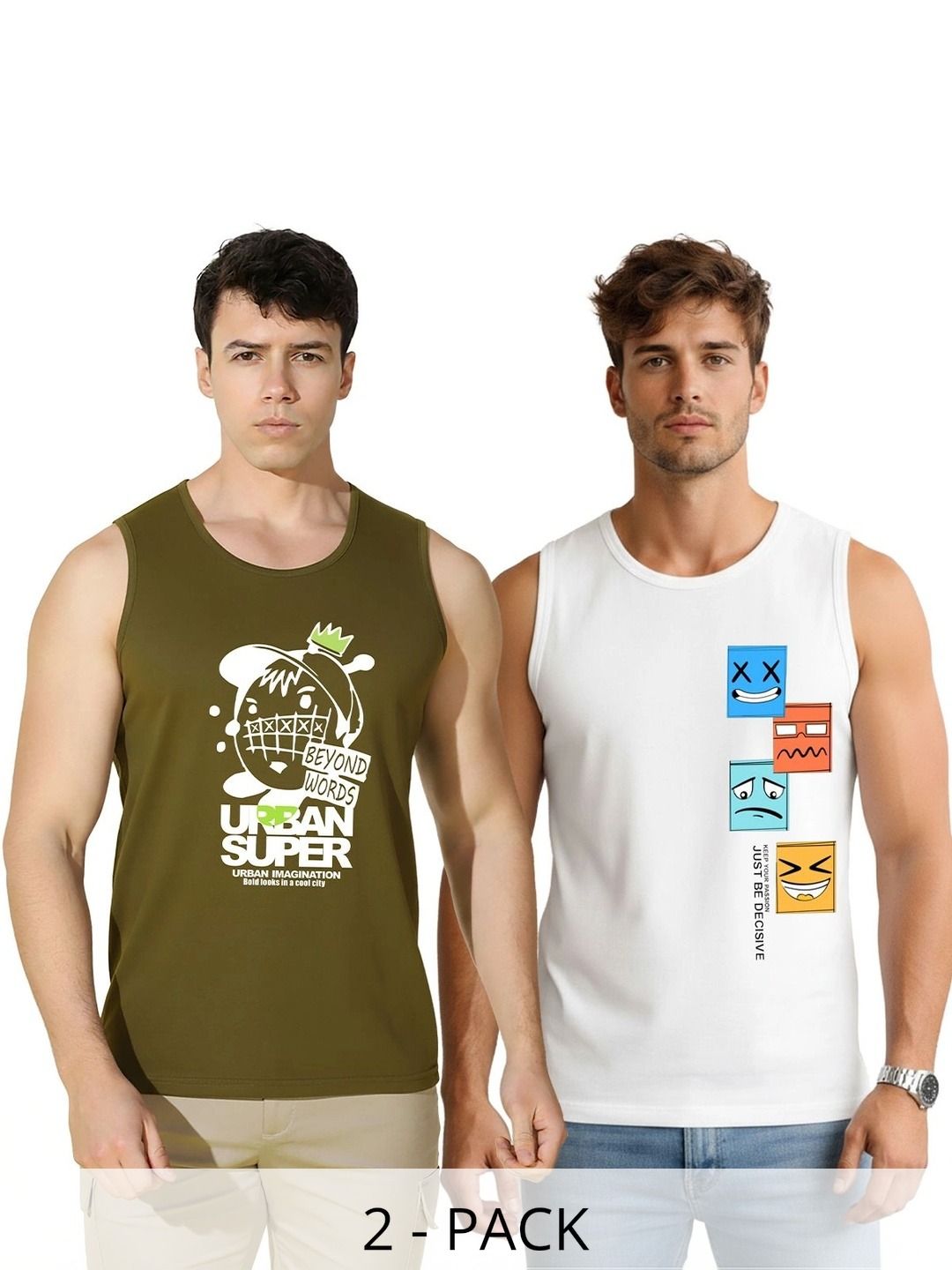 CRYPTIC Men Pack Of 2 Cotton Printed T-shirt