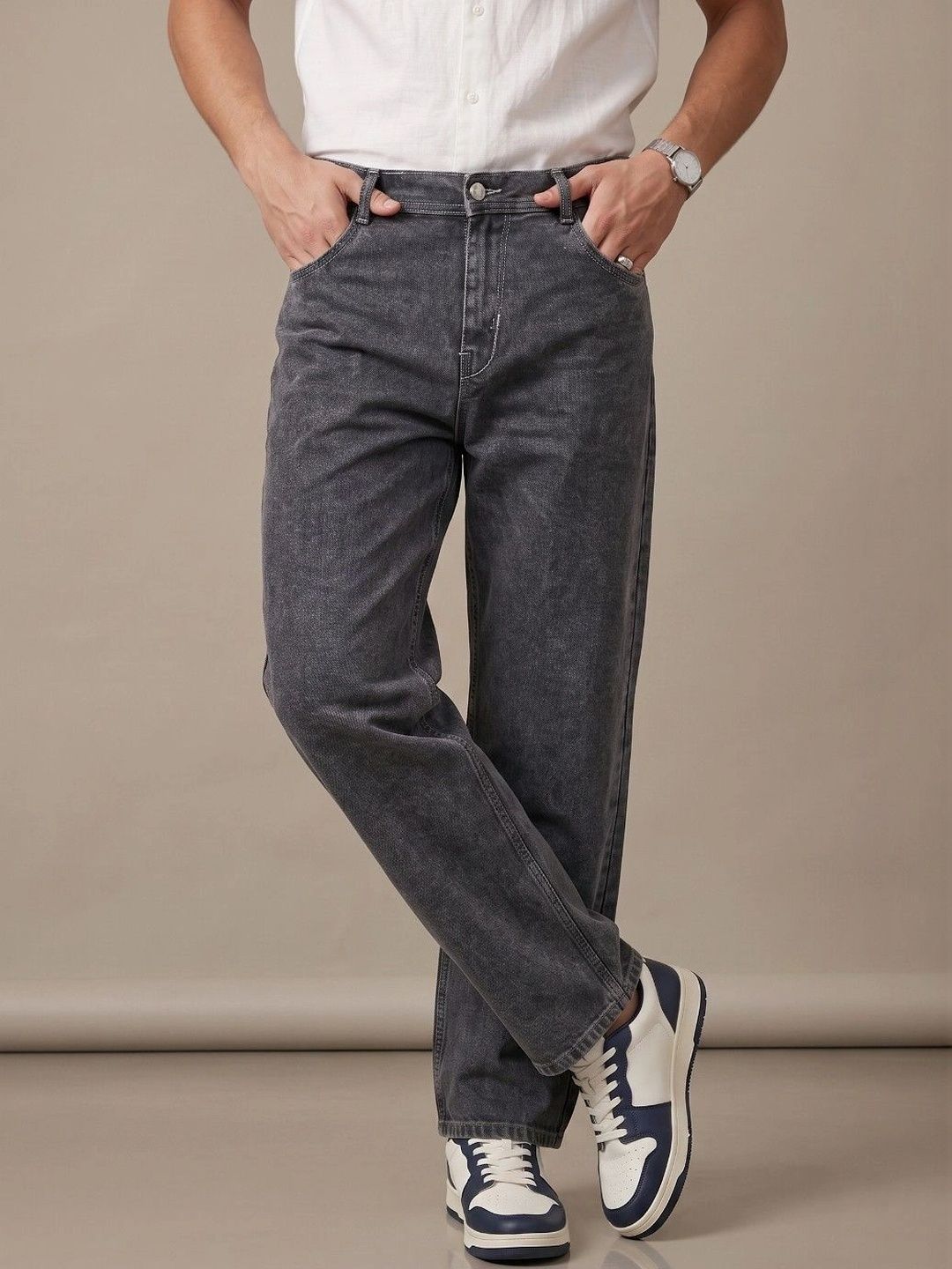 SZN Men Classic Regular Fit Mid-Rise Stretchable Jeans