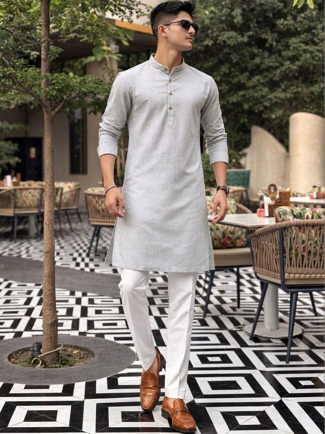 Anouk Men Cotton Linen Long Kurta