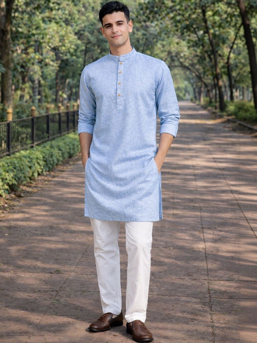 Anouk Men Cotton Linen Long Kurta