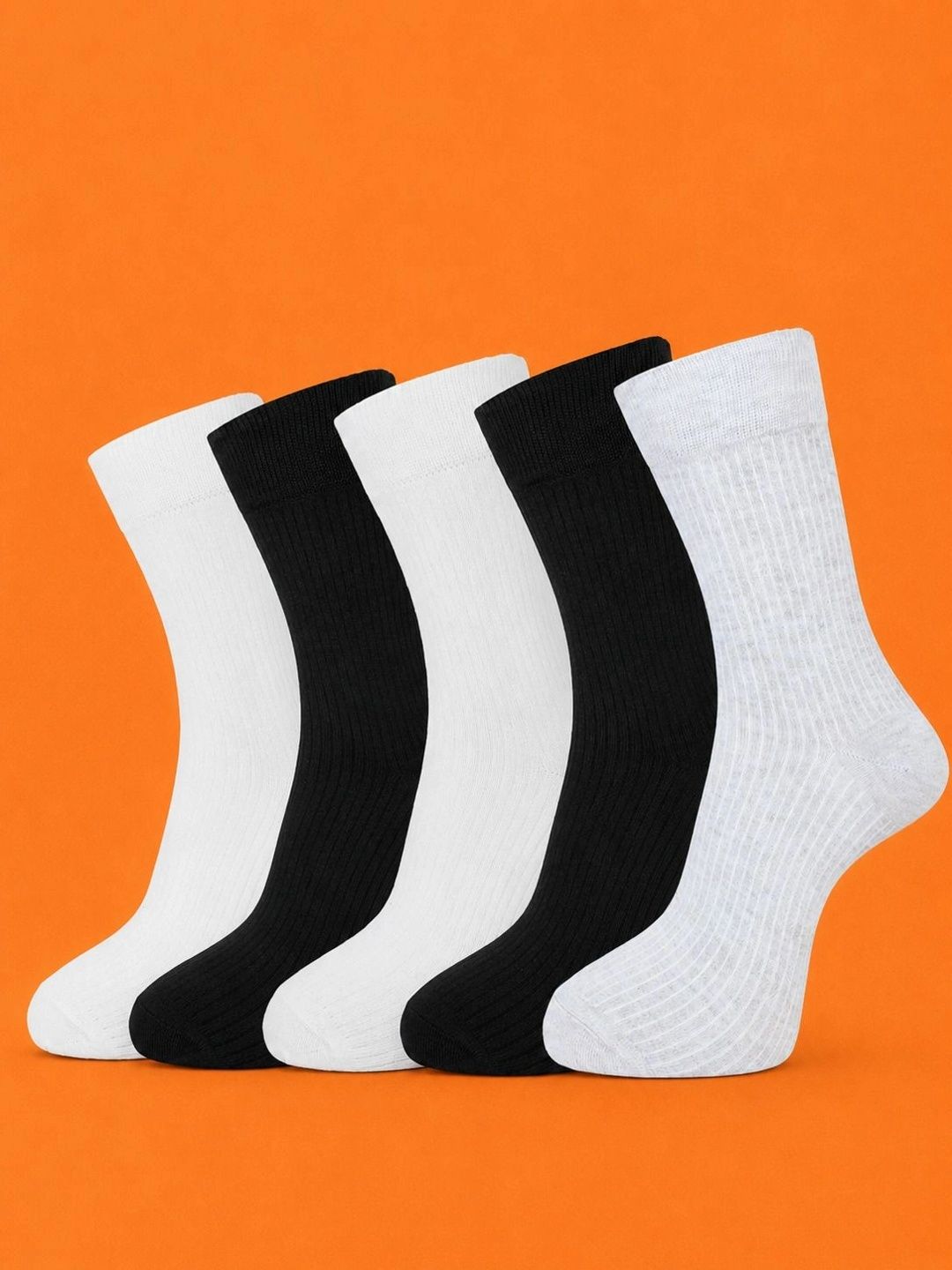 ADDOSSO Men Pack of 5 Cotton Assorted Patterned Calf Length Socks