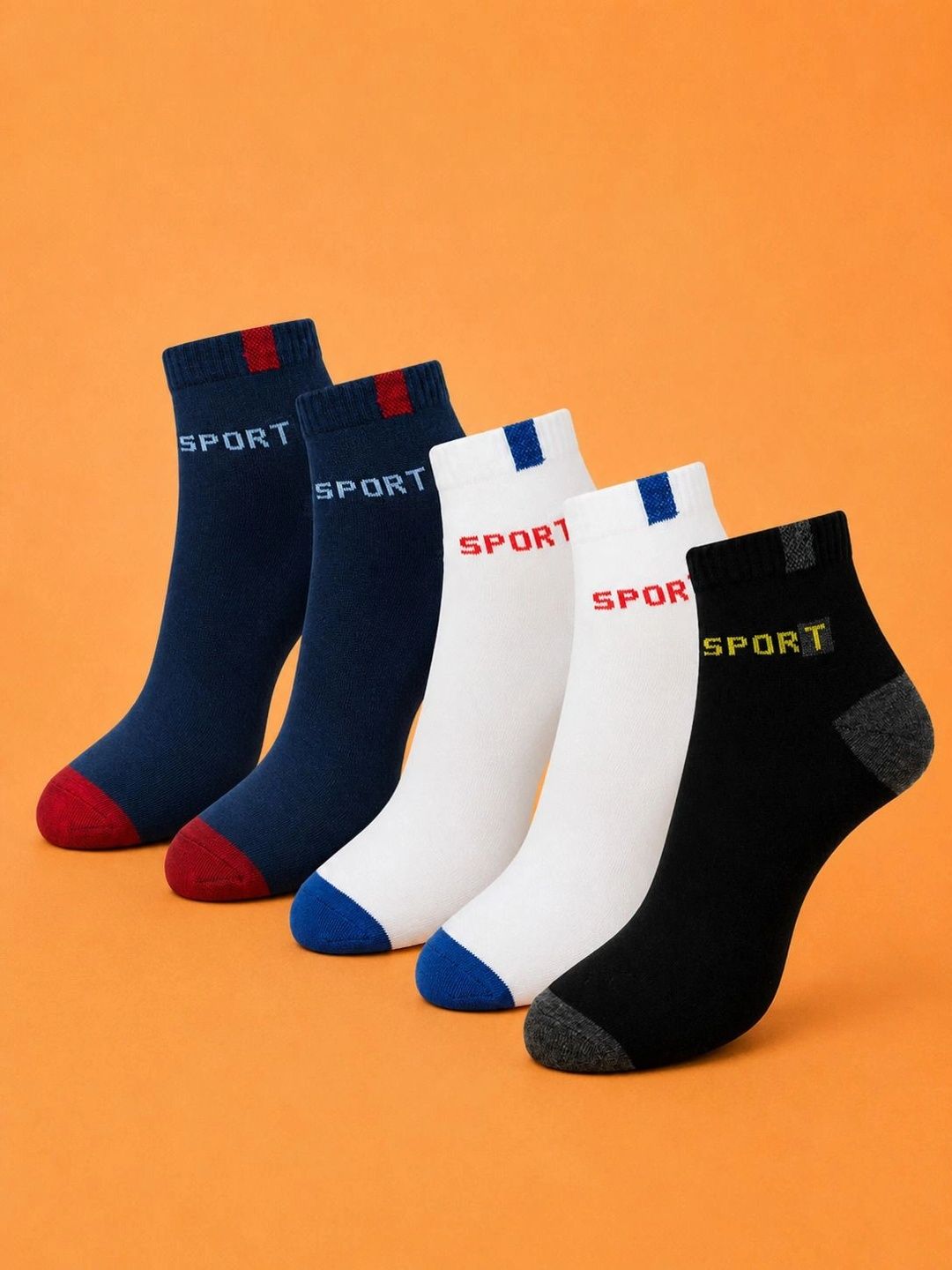 ADDOSSO Men Pack of 5 Cotton Assorted Patterned Ankle Length Socks