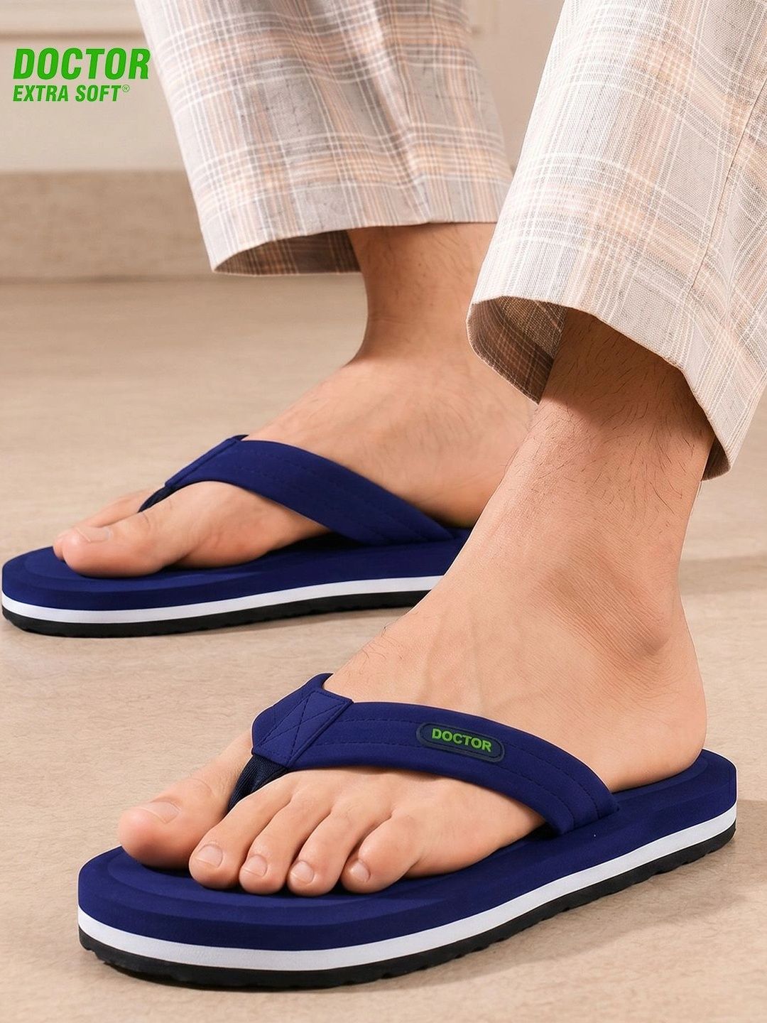DOCTOR EXTRA SOFT Men Non-Allergenic Sweat Wicking Anti-Skid Thong Flip-Flops