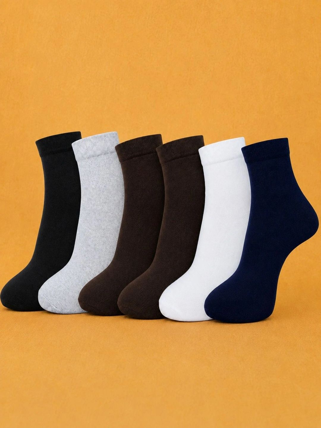 ADDOSSO Men Pack of 6 Cotton Assorted Ankle Length Socks