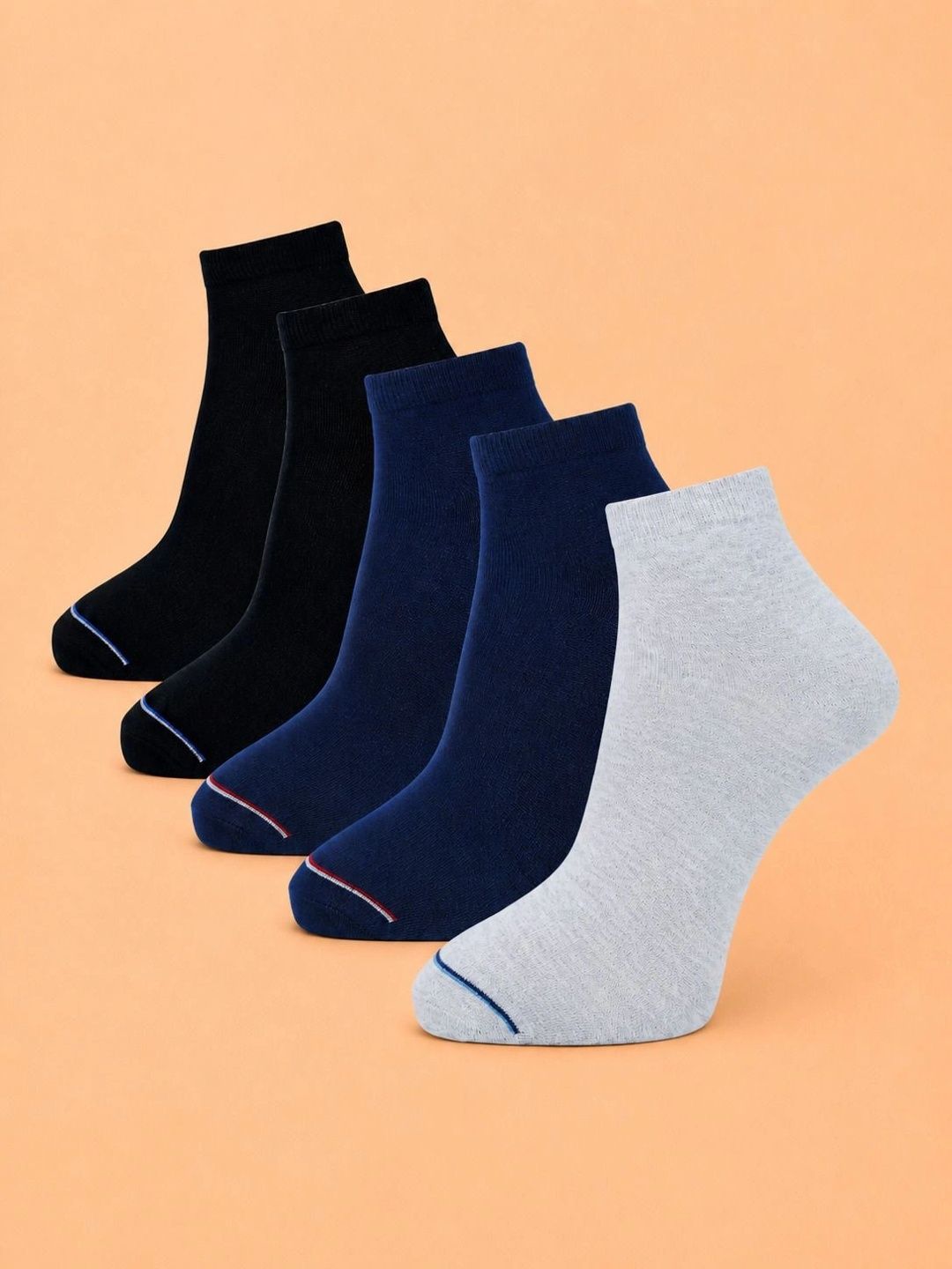 ADDOSSO Men Pack of 5 Cotton Assorted Ankle Length Socks