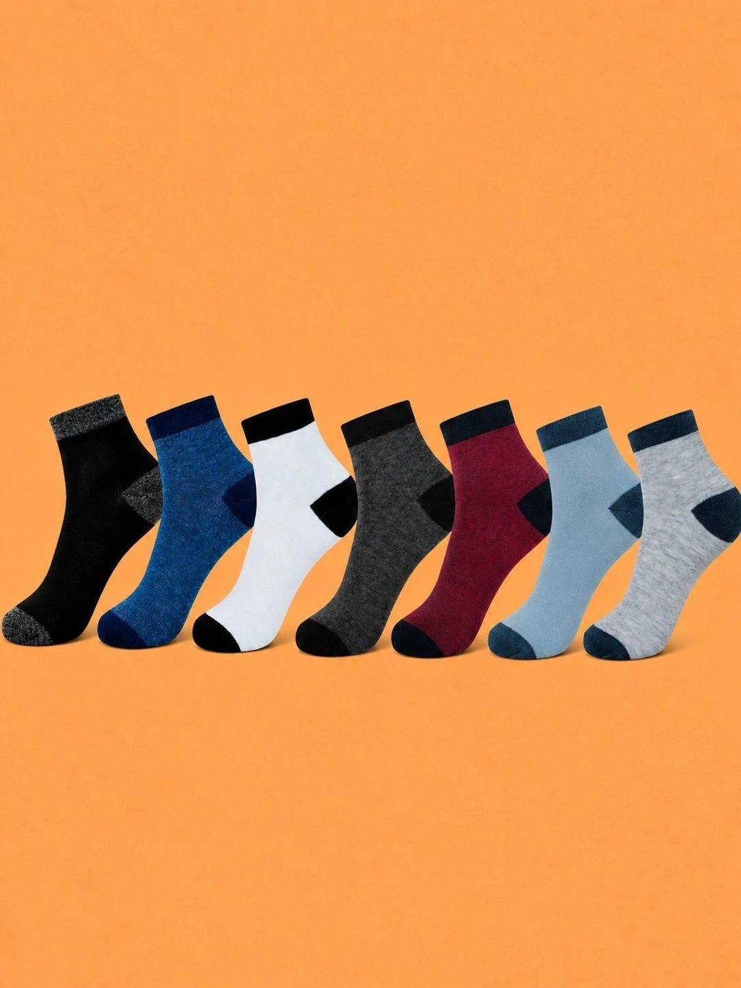 ADDOSSO Men Pack of 7 Cotton Assorted Ankle Length Socks