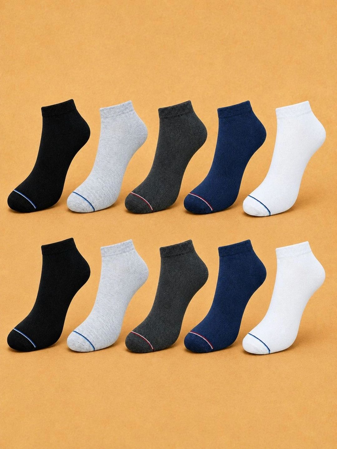 ADDOSSO Men Pack of 10 Cotton Assorted Ankle Length Socks