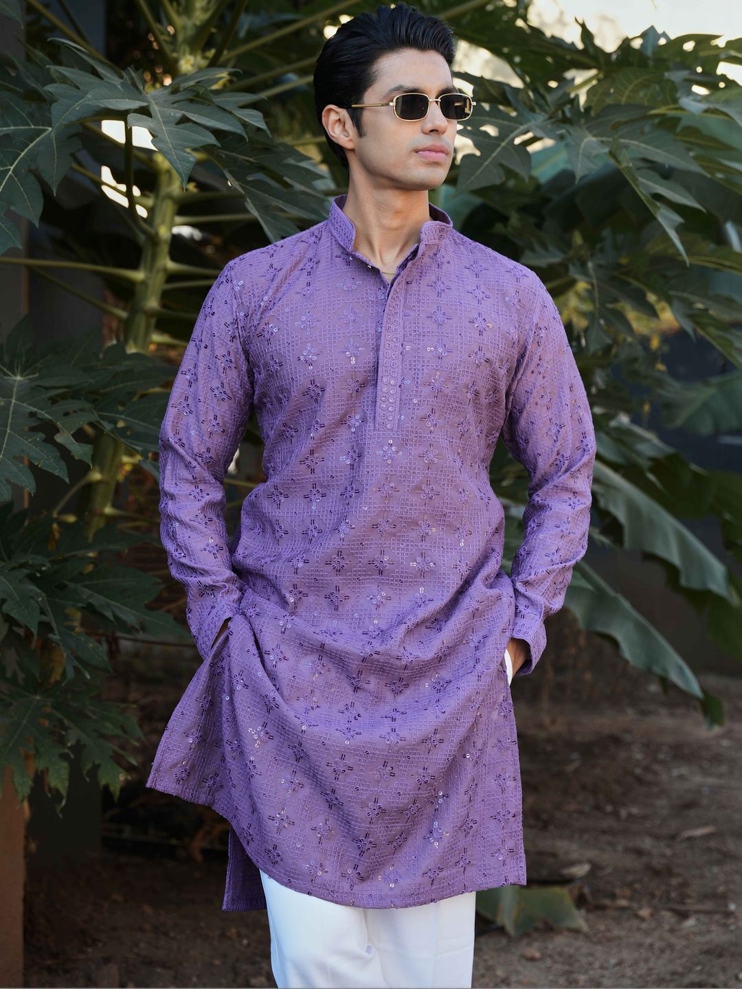 Anouk Men Geometric Embroidered Long Kurta