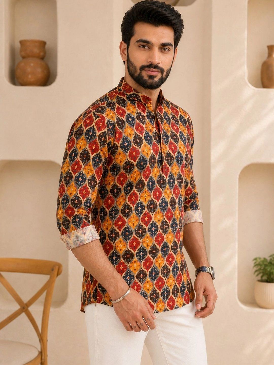 Anouk Men Geometric Printed Kurta
