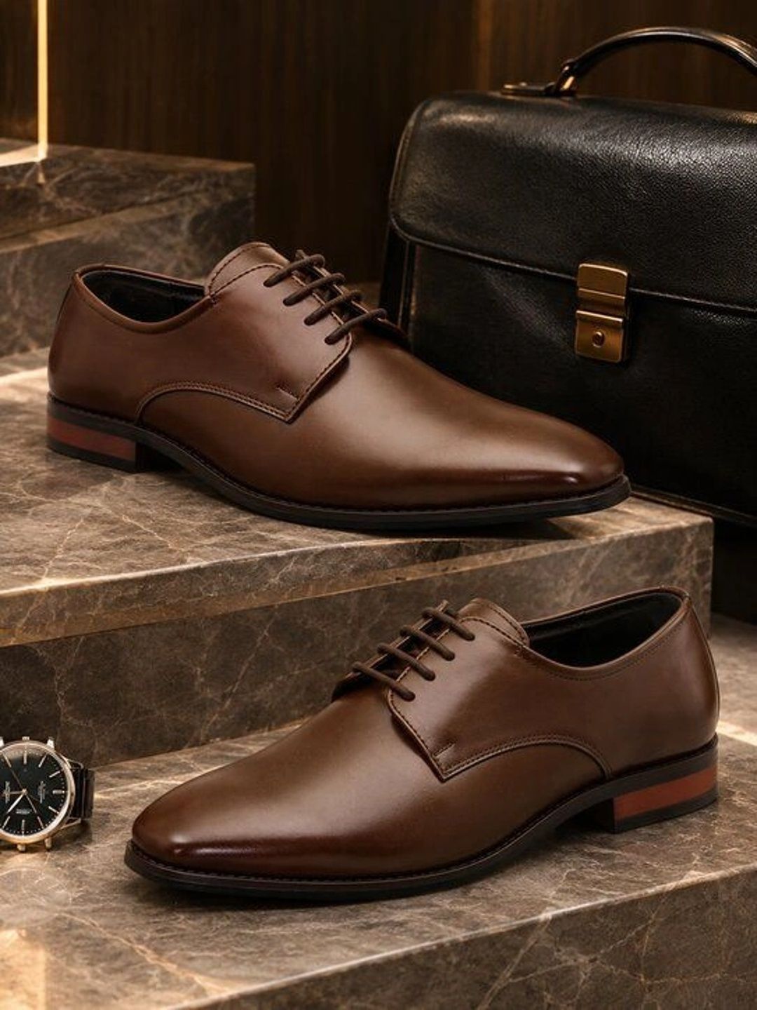 House of Pataudi Men Textured Formal Derbys