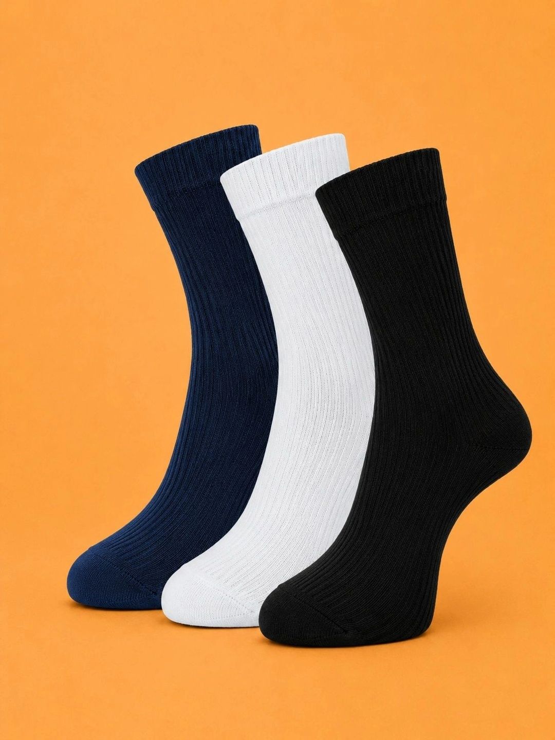 ADDOSSO Men Pack of 3 Cotton Assorted Calf Length Socks