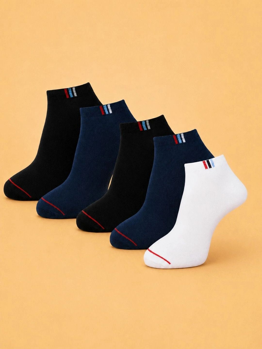 ADDOSSO Men Pack of 5 Cotton Assorted Patterned Ankle Length Socks