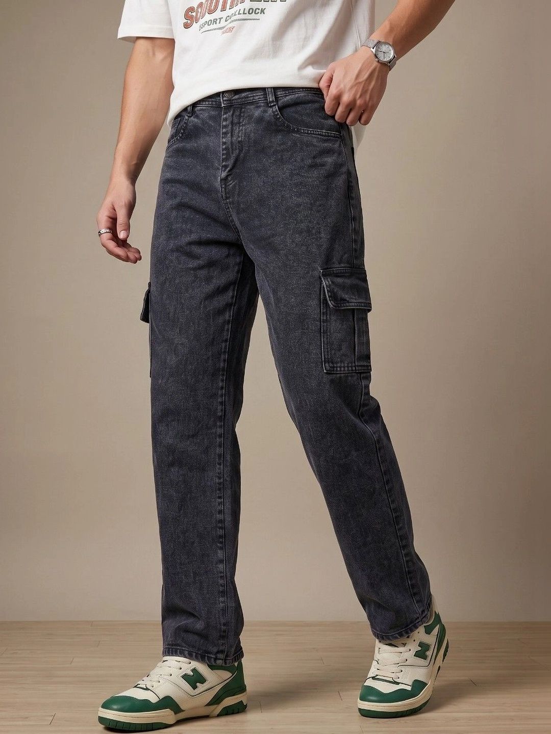 glitchez Men Classic Regular Fit Mid-Rise Stretchable Jeans