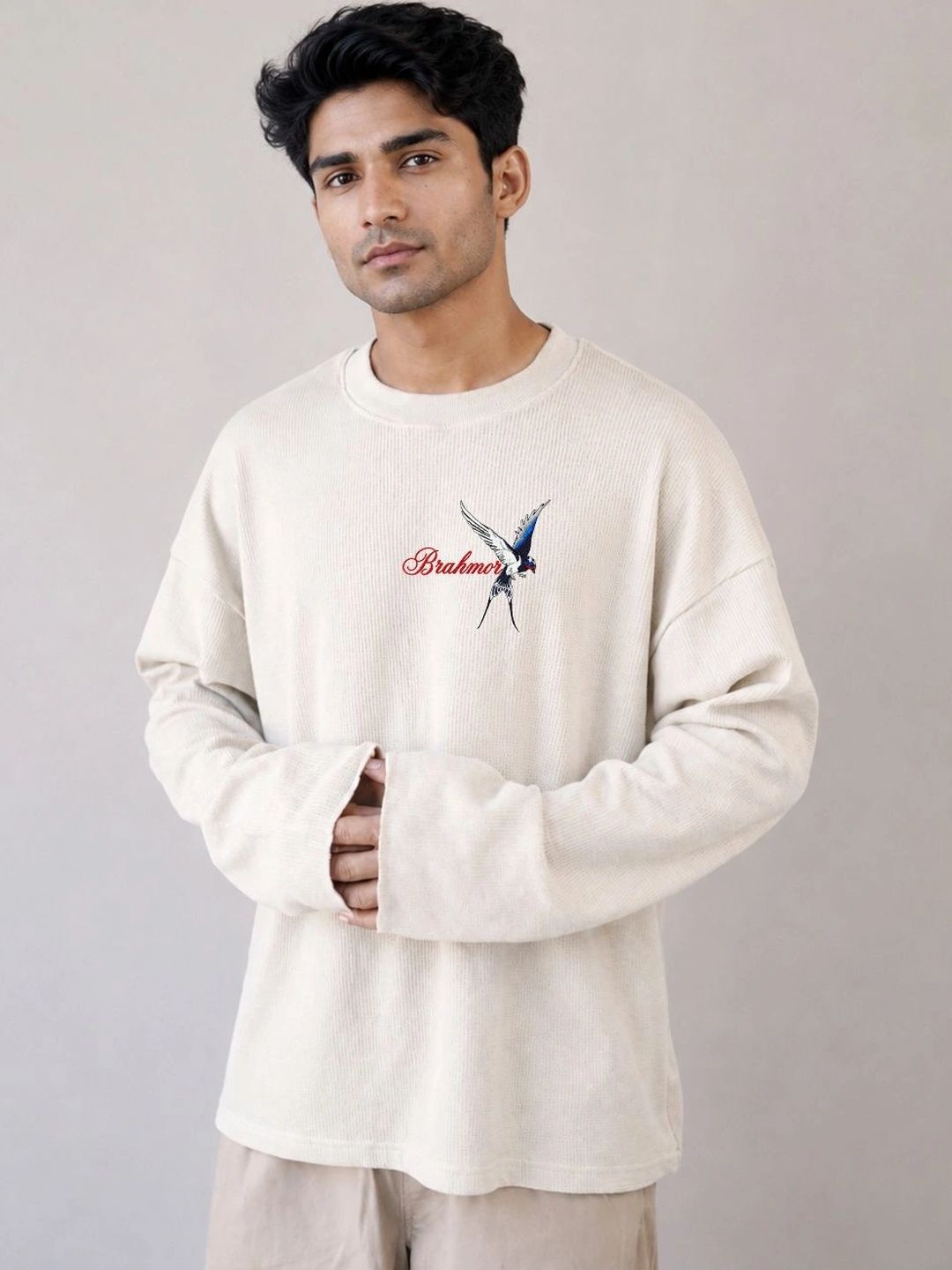 BRAHMOR Men Drop-Shoulder Sleeves T-shirt