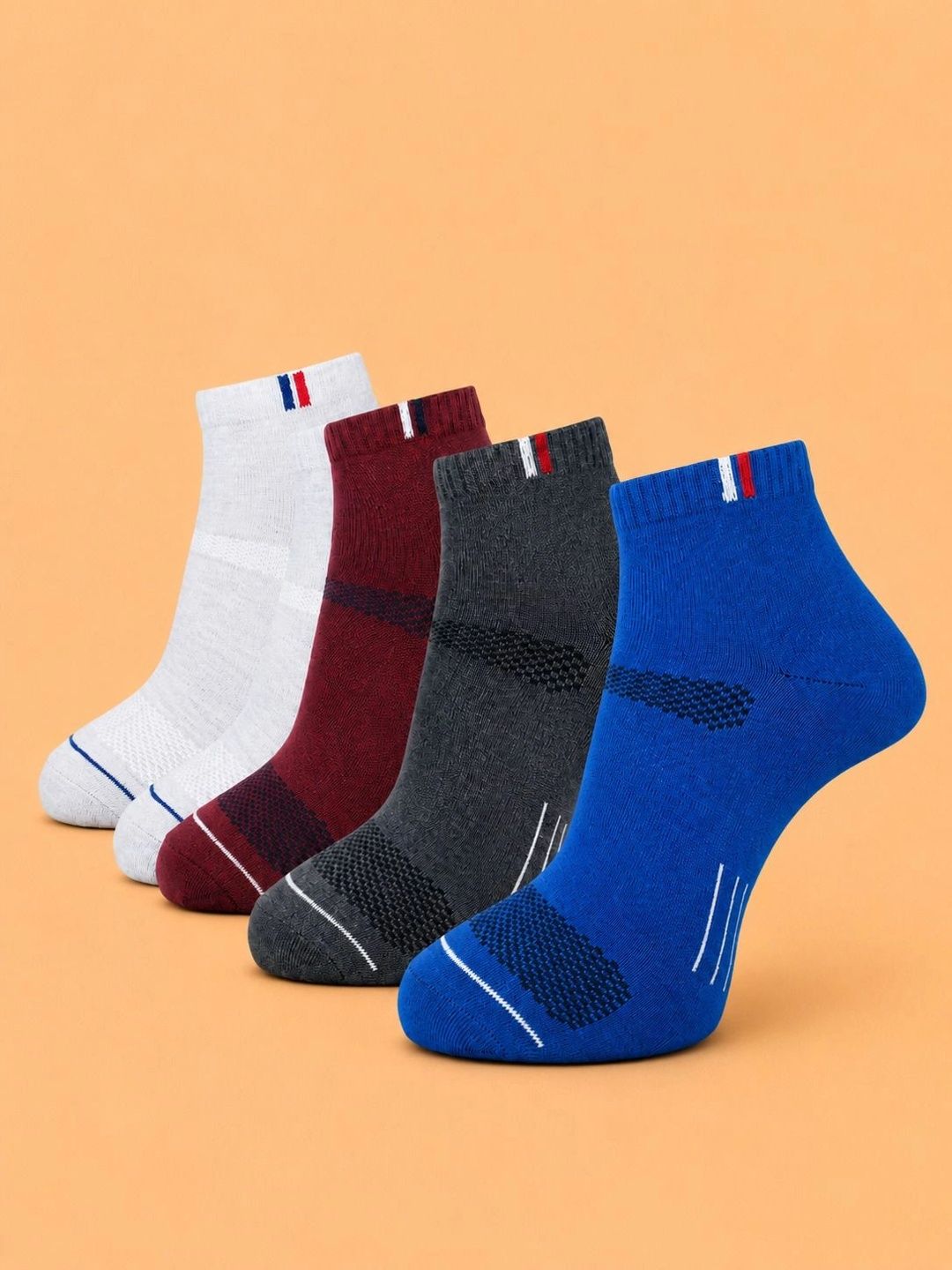 ADDOSSO Men Pack of 5 Cotton Assorted Patterned Ankle Length Socks