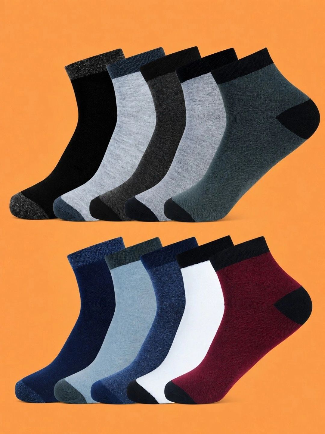 ADDOSSO Men Pack of 10 Cotton Assorted Above Ankle Socks