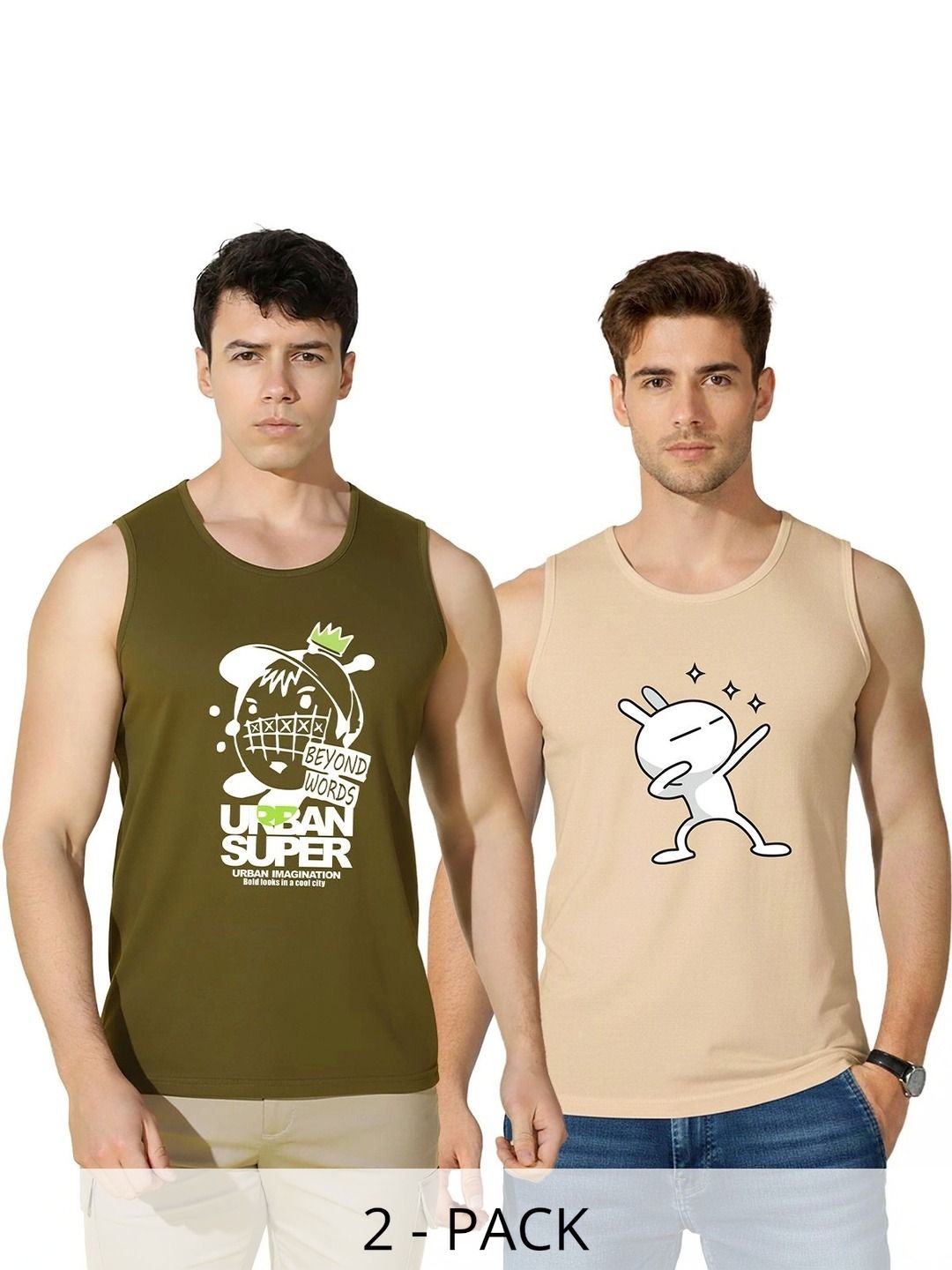 CRYPTIC Men Pack Of 2 Cotton Printed T-shirt