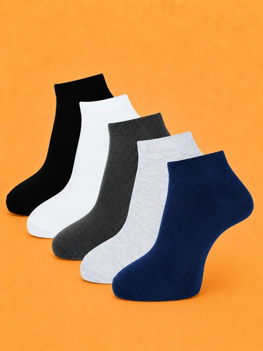 ADDOSSO Men Pack of 5 Cotton Assorted Ankle Length Socks