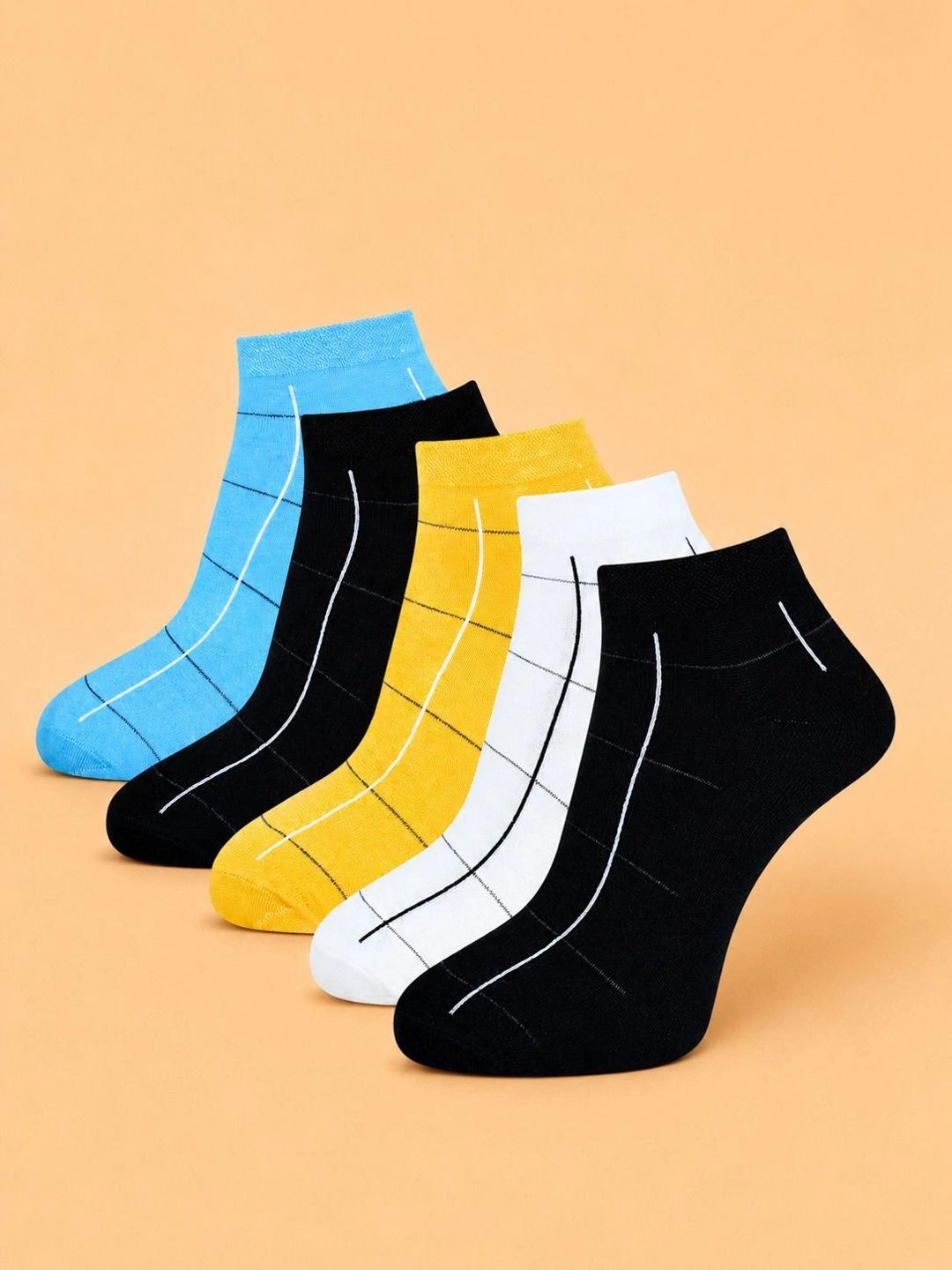 ADDOSSO Men Pack of 5 Cotton Assorted Checked Ankle Length Socks