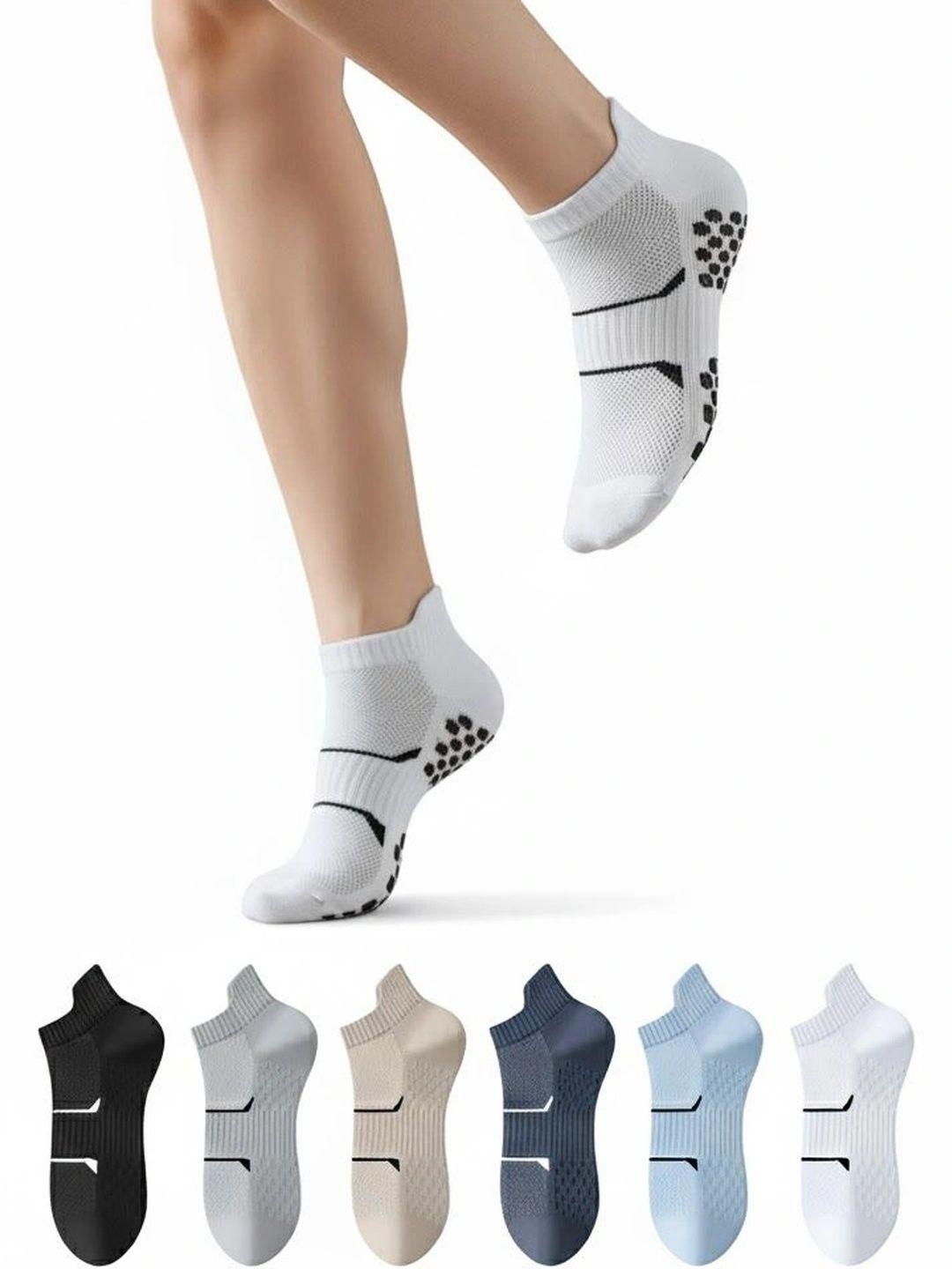 FABLISS Men Pack of 6 Cotton Assorted Patterned Ankle Length Socks