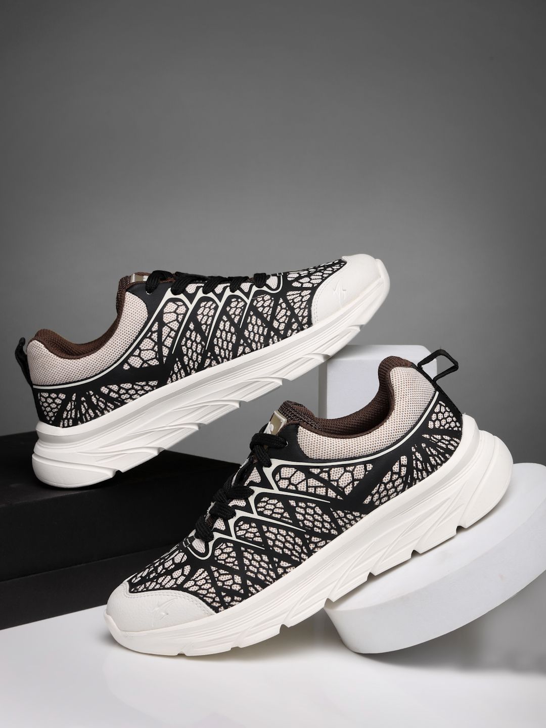 HOS Men FLORIO Textured PU Coated Leather Sneakers Lace-Up Casual Daily Wear Shoes